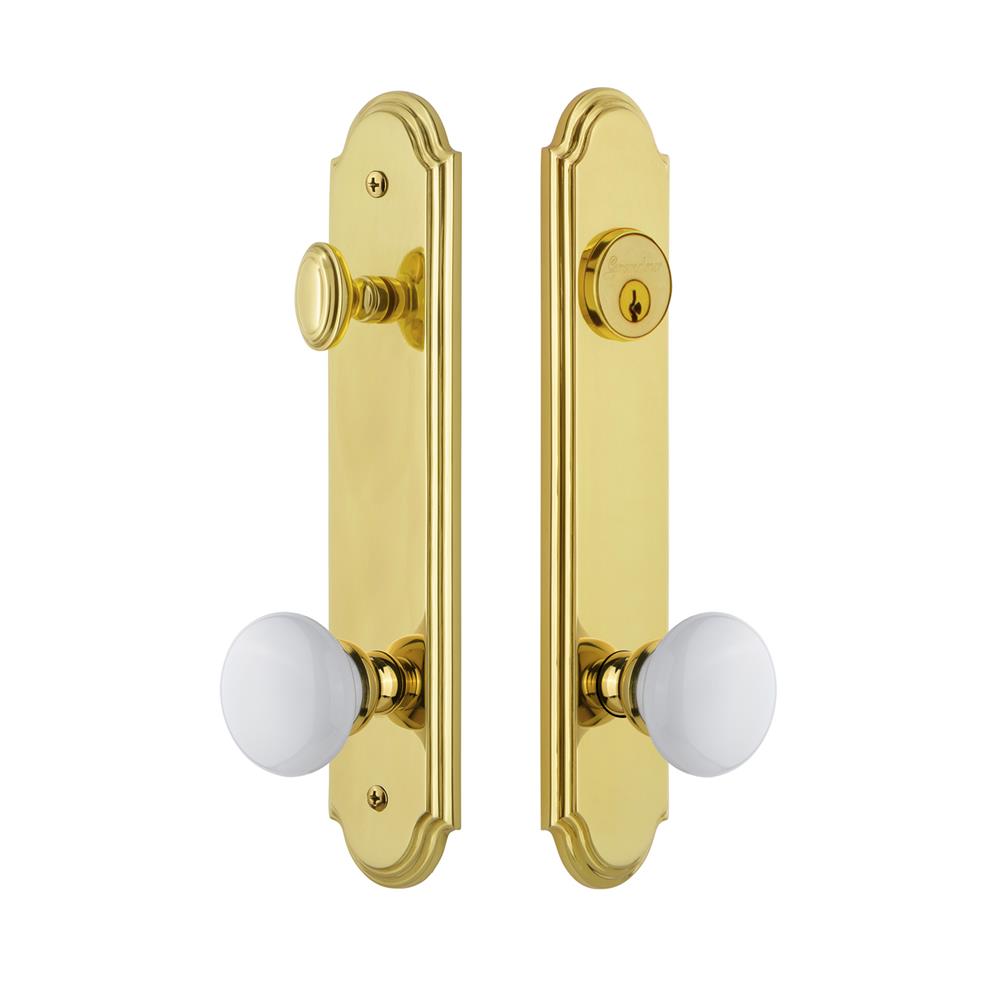 Grandeur by Nostalgic Warehouse ARCHYD Arc Tall Plate Complete Entry Set with Hyde Park Knob in Lifetime Brass